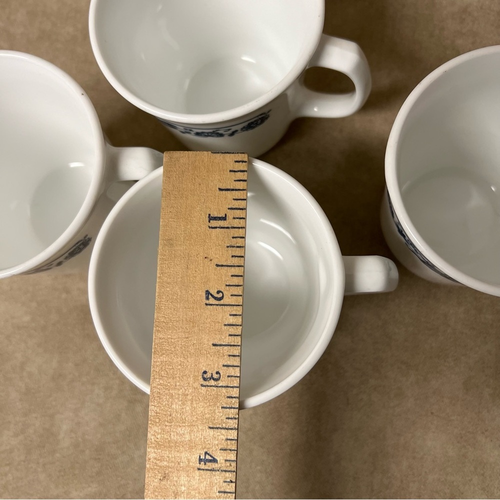 Corning USA Set of 4 Coffee Mugs/Cups Vintage Old Town Blue Blue Onion - Picture 6 of 6